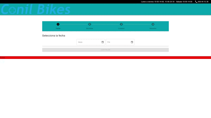 Gif demostración de la web Conil Bikes